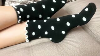 Sexy feet girl changes socks