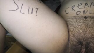 Cuckold husband preparing his hotwife for dirty gangbang! Body writings!