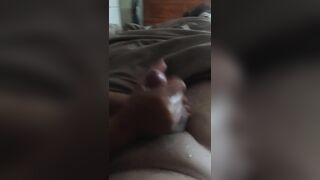 Morning handjob with big cum shot