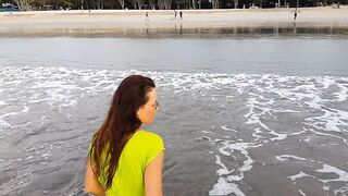 Up Dress NO PANTIES and PUBLIC Flashing at Crowded Beach