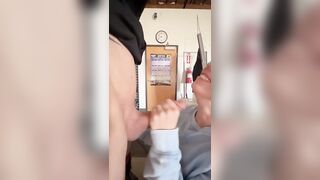 The Sexiest Amateur Couple. Holding his dick in her mouth while he takes a break