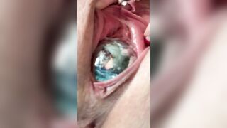 Huge kegel balls pushed out of pussy