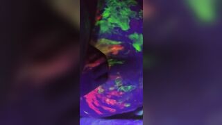 Dirty Slut Gets Some Glowing Cum In her Painted Pussy