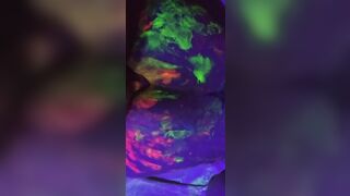 Dirty Slut Gets Some Glowing Cum In her Painted Pussy