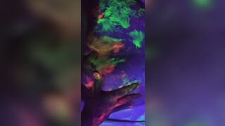 Dirty Slut Gets Some Glowing Cum In her Painted Pussy