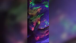 Dirty Slut Gets Some Glowing Cum In her Painted Pussy