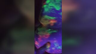 Dirty Slut Gets Some Glowing Cum In her Painted Pussy