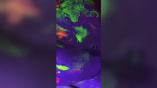 Dirty Slut Gets Some Glowing Cum In her Painted Pussy