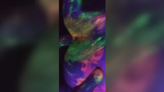 Dirty Slut Gets Some Glowing Cum In her Painted Pussy