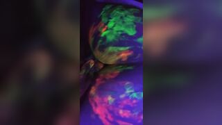 Dirty Slut Gets Some Glowing Cum In her Painted Pussy