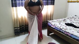 Indian hot aunty was wearing saree in room when neighbor boy saw her & fucked - Desi Sex (Hindi Audio)