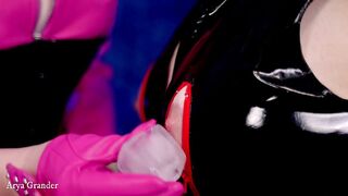 Sensual Ice Cube Slow Lesbian Play 4k. PVC Clothes FemDom Play