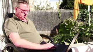 Caught Masturbating and watching Porn Outdoors by the Wife