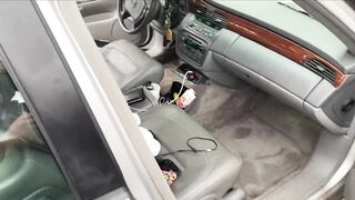 Cleaning my nasty car with my pussy exposed, public nudity