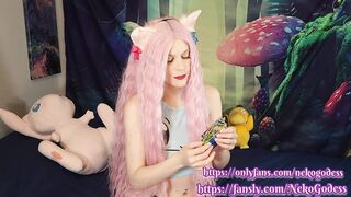 Cute girl opening pokemon cards and flashing her big tits - NekoGodess (full video on fansly)