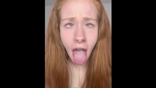 Redhead teen Egirl ahegao cum drooling