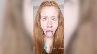 Redhead teen Egirl ahegao cum drooling