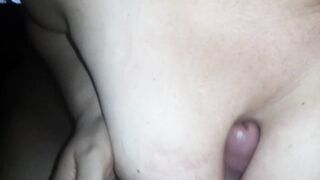 My stepmother squeezes my cock and I cum between her big tits