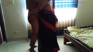 55y old hot tamil aunty wearing saree blouse indoors while going to market then neighbor gets seduces & fucks her & cum