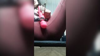 Riding big dildo