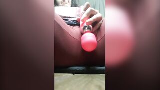 Riding big dildo