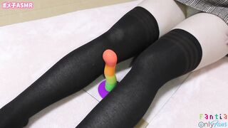 [ASMR] Slow thighjob with plump thighs that look good on knee socks [Japanese] Amateur Caucasian