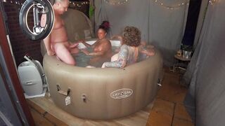 Hot tub Fun with 3 MIlfs and a DILF