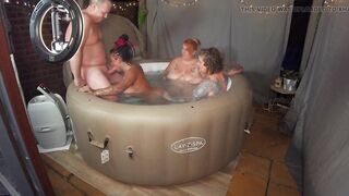 Hot tub Fun with 3 MIlfs and a DILF