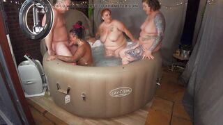 Hot tub Fun with 3 MIlfs and a DILF