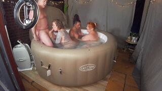 Hot tub Fun with 3 MIlfs and a DILF