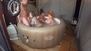 Hot tub Fun with 3 MIlfs and a DILF