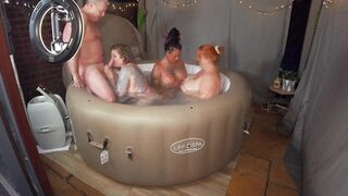 Hot tub Fun with 3 MIlfs and a DILF