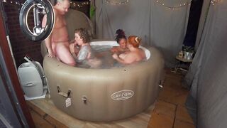 Hot tub Fun with 3 MIlfs and a DILF