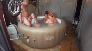 Hot tub Fun with 3 MIlfs and a DILF