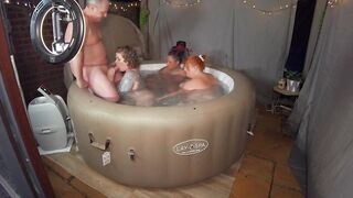 Hot tub Fun with 3 MIlfs and a DILF