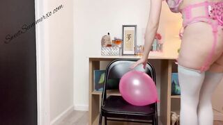 Looner Girl Pops Balloons in Lingerie