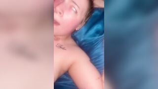 Inked up baddie takes my cum on her tits