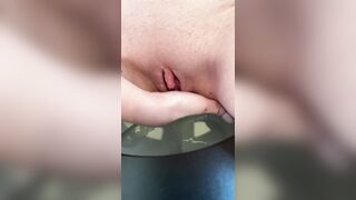 I fingering my Creamy Pussy at the Toilet