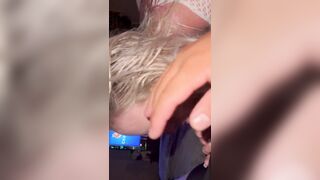 Girl gives passionate blowjob,playfully pretty face