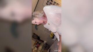 Pretty blonde girl gives blowjob likes to suck dick