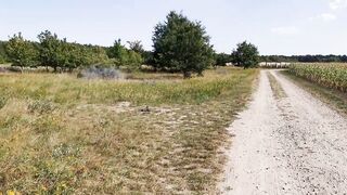 Get naked on hiking way for your titslapping