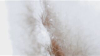 Julia Maze Hairy Juicy Pussy thick vaginal discharge close up