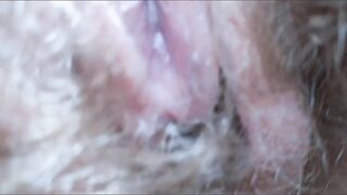 Julia Maze Hairy Juicy Pussy thick vaginal discharge close up