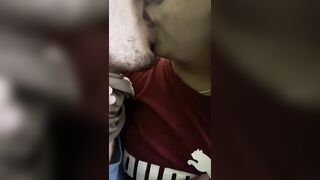 Hot kissing with stepsister