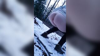 Snowy Piss at Dusk in the Woods of Canada