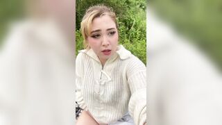 naughty chubby teen is masturbating outside