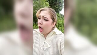 naughty chubby teen is masturbating outside