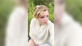 naughty chubby teen is masturbating outside