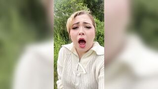 naughty chubby teen is masturbating outside