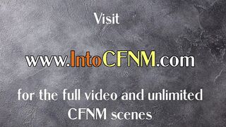 CFNM femdom IR babes tugging black dong